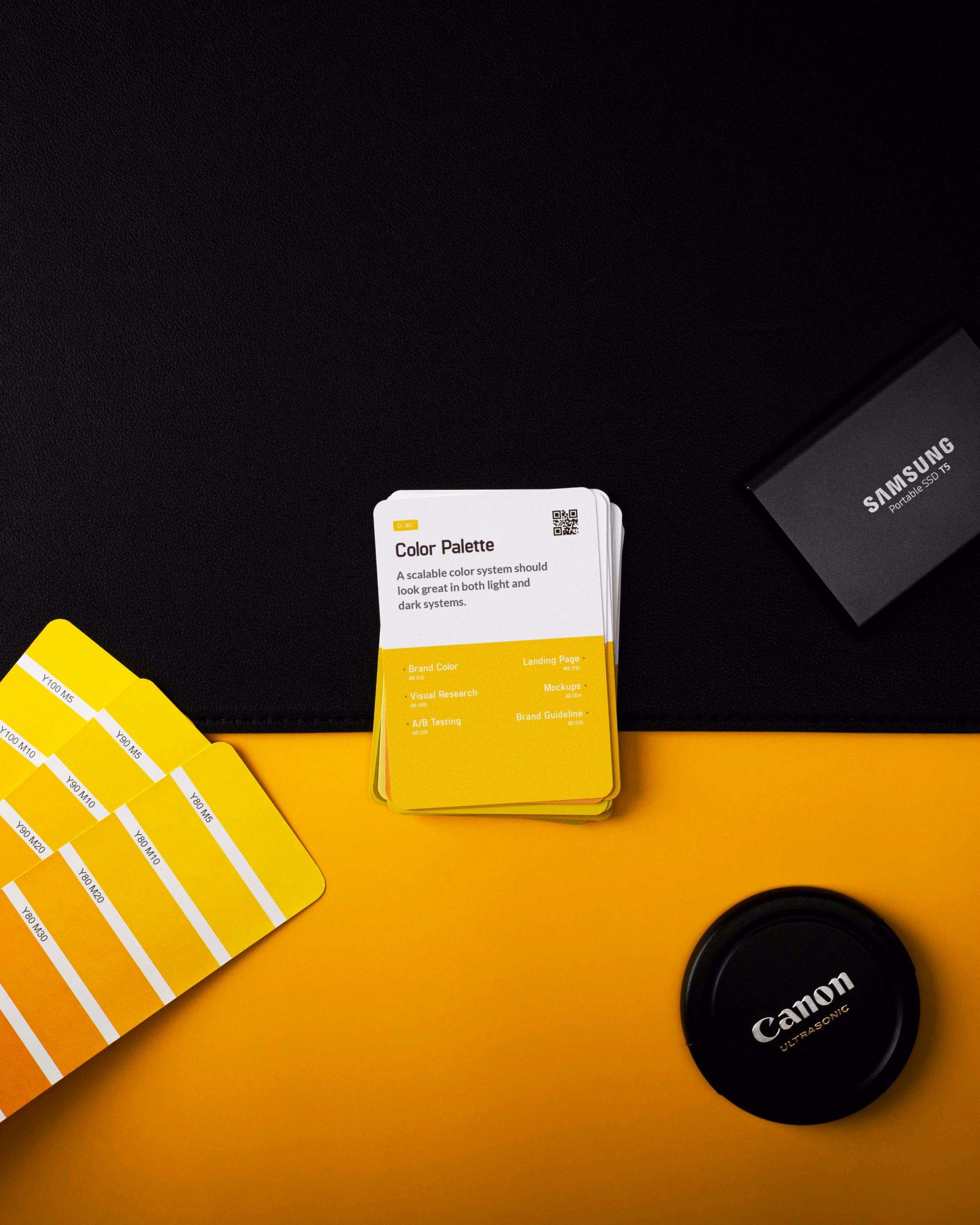 Stationery mockup with branded letterhead, envelope, and business cards